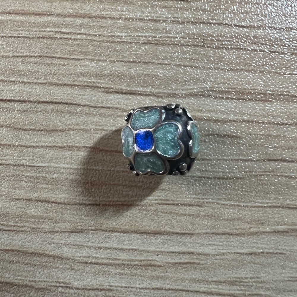 Murano Glass Flower Charm with Sterling Silver